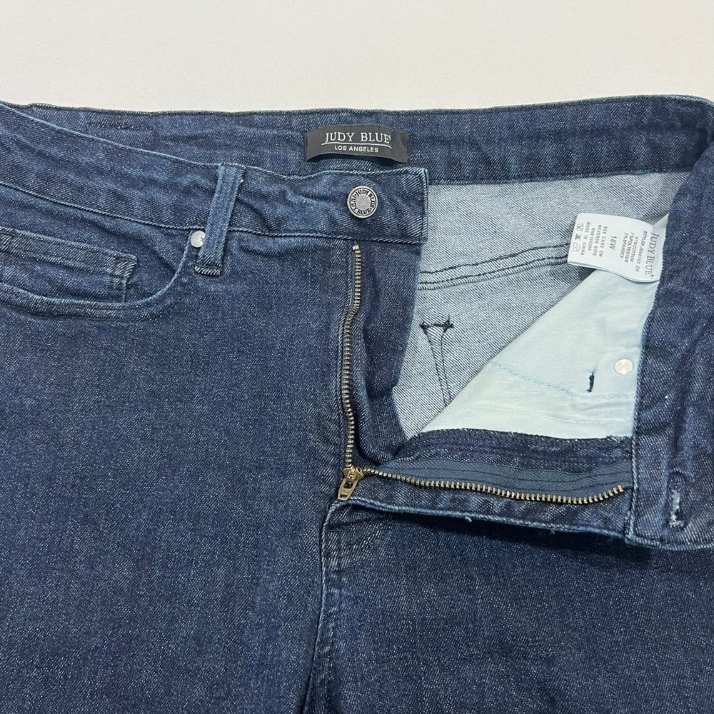 Judy Blue Skinny Jeans High Rise Raw Hem Dark Wash Indigo Womens 16W JB88703 DK - Picture 11 of 16